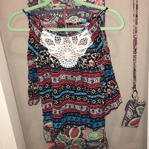 Cute print over the shoulder top